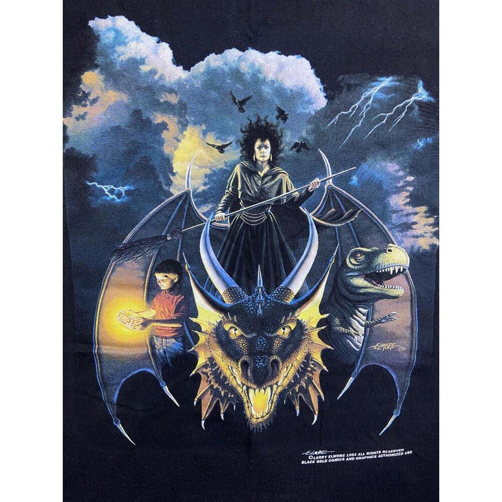 Very Rare! 1992 Single Stitch Fantasy Dragon Shirt Larry Elmore Art Large Oneita